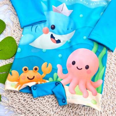 Linha Praia - Macaquinho Let's Swin com Proteção UV50+ - Verde Água